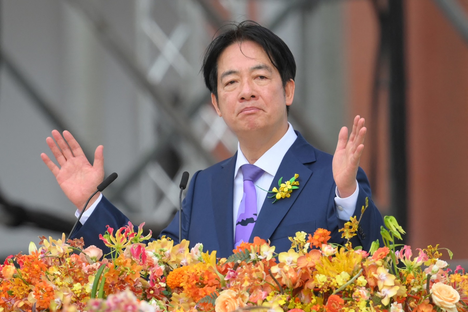 Taiwan's President Lai Ching-te delivers his inaugural speech after being sworn into office during the inauguration ceremony at the Presidential Office Building in Taipei on May 20, 2024.,Image: 874667751, License: Rights-managed, Restrictions: , Model Release: no, Credit line: Sam YEH / AFP / Profimedia