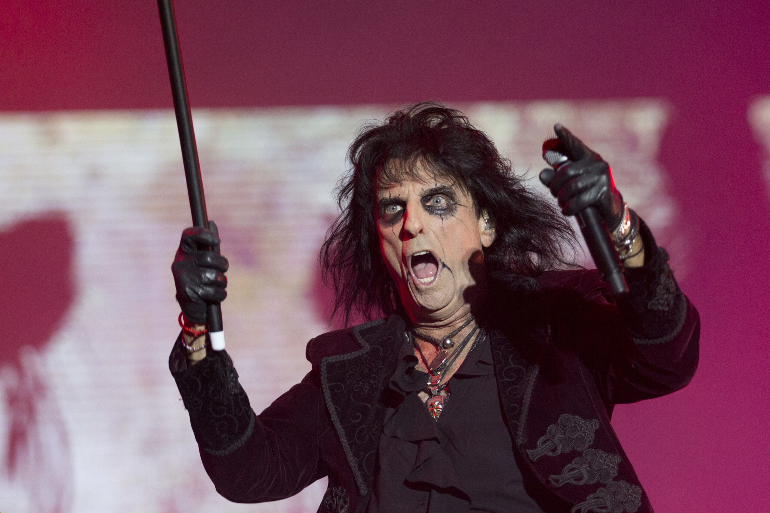 Alice Cooper performs at the Rock in Rio music festival in Rio de Janeiro, Brazil, Thursday, Sept.21, 2017. (AP Photo/Silvia Izquierdo)