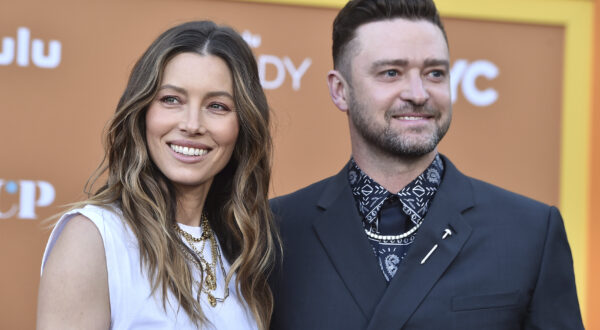 FILE - Cast member and executive producer Jessica Biel, left, arrives with her husband, Justin Timberlake, at the Los Angeles premiere of "Candy," Monday, May 9, 2022. (Photo by Jordan Strauss/Invision/AP, File)