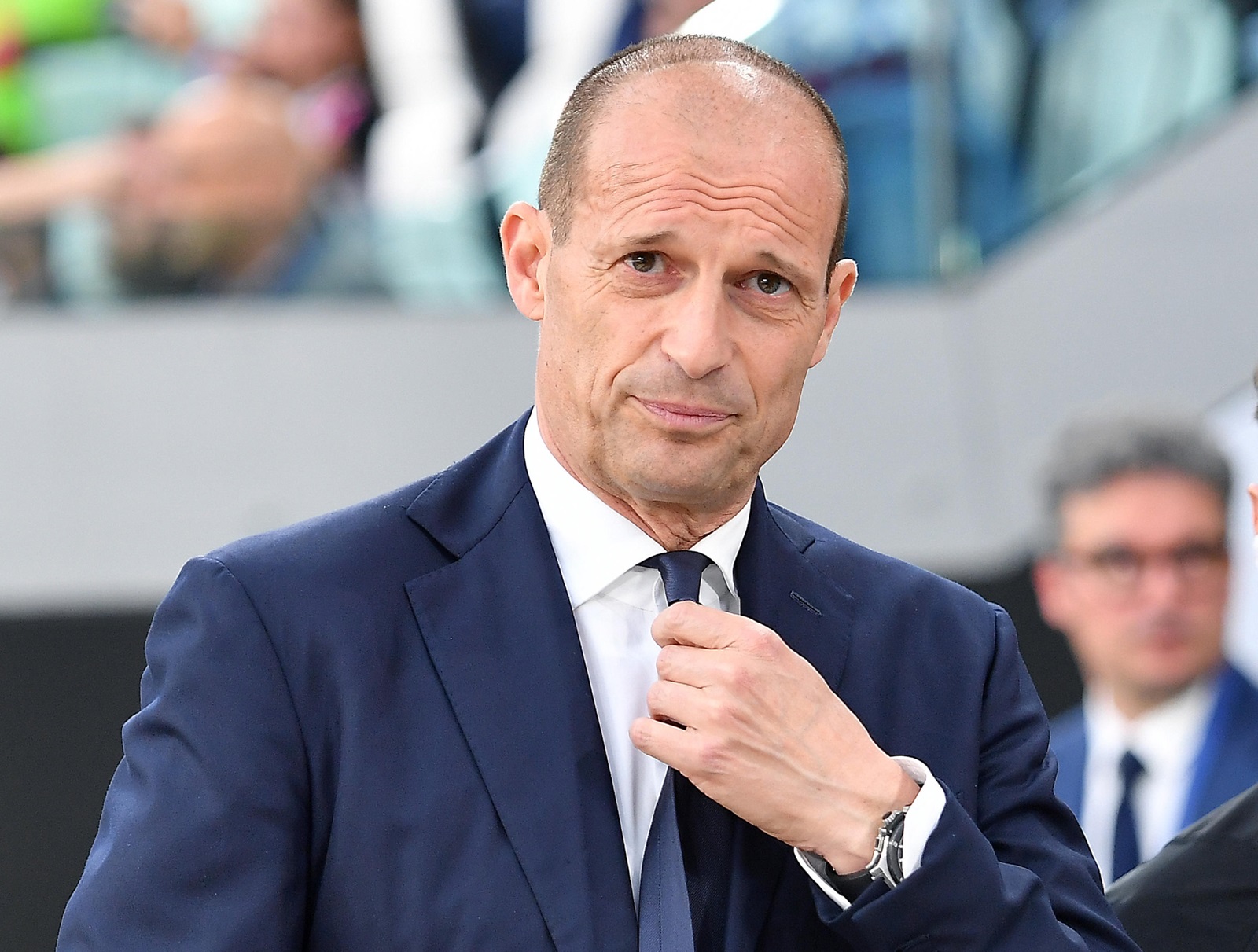 epa11335647 Juventus coach Massimiliano Allegri looks on during the Italian Serie A soccer match between Juventus FC and US Salernitana, in Turin, Italy, 12 May 2024.  EPA/Alessandro Di Marco