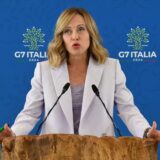 epa11411871 Italian Prime Minister Giorgia Meloni holds a press conference after the G7 summit at Borgo Egnazia resort in Savelletri, southern Italy, 15 June 2024. The 50th G7 summit brought together the Group of Seven member states leaders in Borgo Egnazia resort in southern Italy from 13 to 15 June 2024.  EPA/ETTORE FERRARI