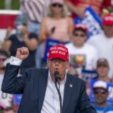 epa11443905 Former US President Donald J. Trump delivers remarks during a campaign rally at the Greenbriar Farms in Chesapeake, Virginia, USA, 28 June 2024. This is former President Trump's first rally following last night's Presidential debate in Atlanta.  EPA/SHAWN THEW
