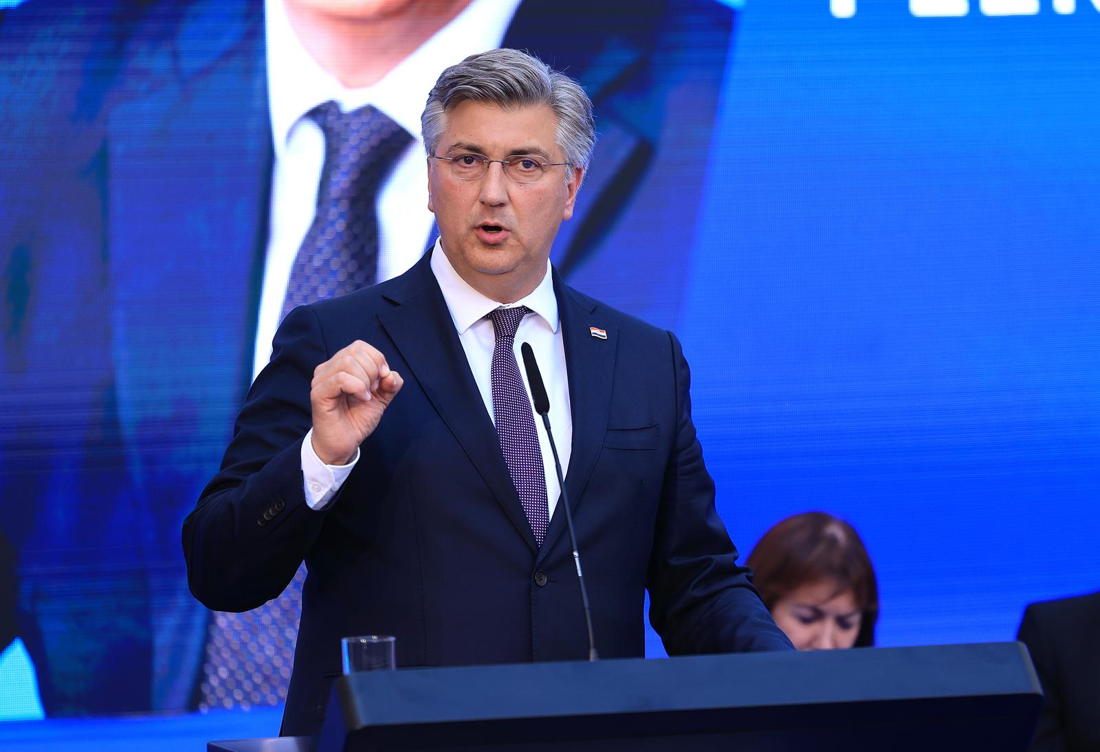 06.06.2024., Klovicevi dvori, Zagreb - Predsjednik HDZ-a Andrej Plenkovic zajedno s ostalim kandidatkinjama i kandidatima na europskim izborima nazocio zavrsnom predizbornom skupu HDZ-a. Photo: Marko Prpic/PIXSELL