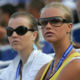 26.07.2005., Umag - ATP Croatia Open, teniski turnir u Umagu. Stefany Hohnjec sa sestrom Mateom.