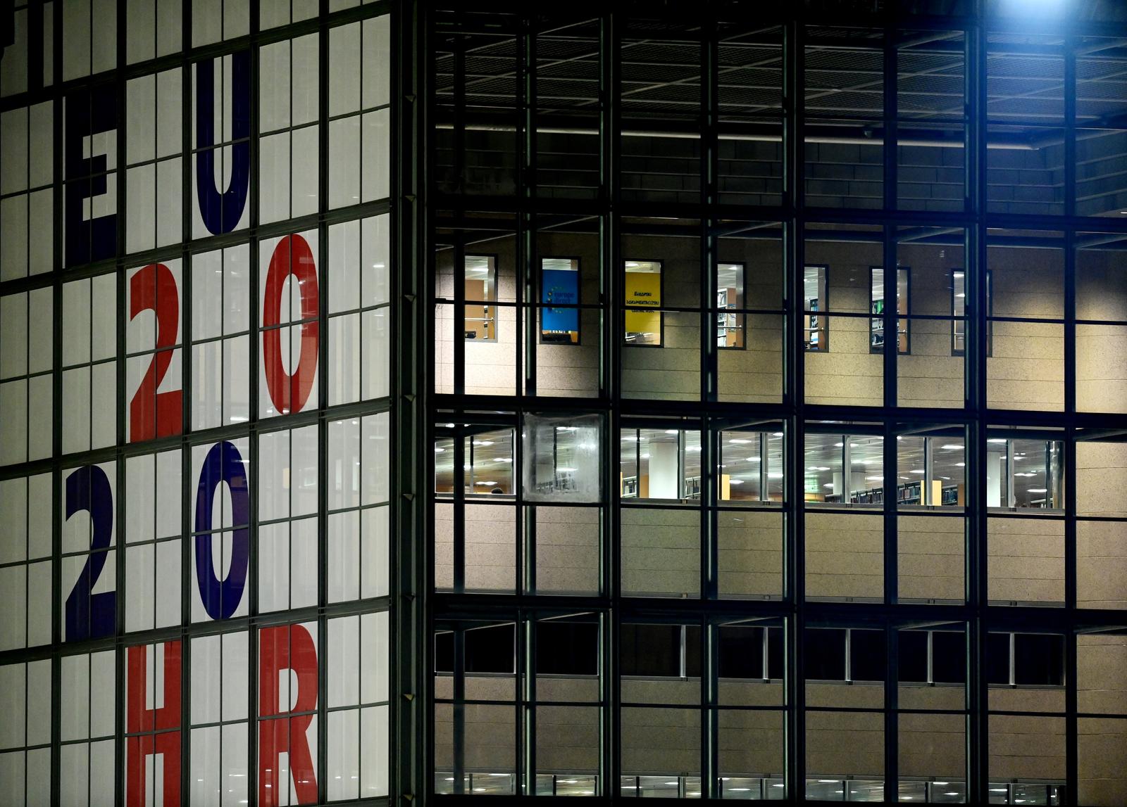 12.01.2021., Zagreb - Nacionalna i sveucilisna biblioteka sa natpisom EU2020HR. Photo: Igor Soban/PIXSELL