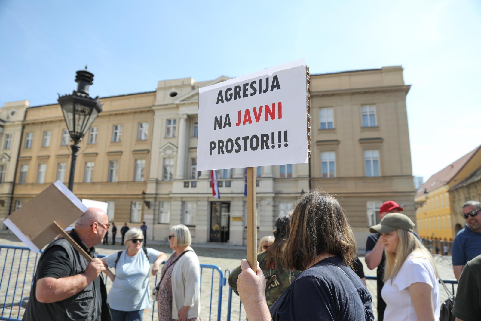 13.04.2024., Markov trg, Zagreb - Na Markovom trgu odrzan prosvjed protiv ograde. Photo: Luka Batelic/PIXSELL