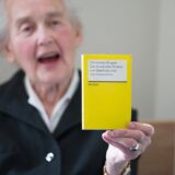 Defendant and notorious Holocaust denier Ursula Haverbeck holds up a booklet titled "The Last Witnesses - The Auschwitz-Trial of Lueneburg 2015 - A Documentary" during her trial at a courtroom of the district court in Detmold, western Germany, on September 2, 2016. Haverbeck is accused of incitement of the masses.,Image: 298607346, License: Rights-managed, Restrictions: Germany OUT, Model Release: no, Credit line: Friso Gentsch / AFP / Profimedia