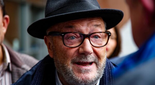 George Galloway arrives to congratulate fellow Workers Party of Britain candidate Shahbaz Sarwar who won the vote to become Councillor for Longsight with a majority of 185, Manchester Central, Manchester. May 3 2024. George Galloway's party candidate defeated Labour’s Deputy Leader on Manchester Council.,Image: 870041114, License: Rights-managed, Restrictions: Editorial use, commercial use may require additional licenses. We don't use AI to make images which could be mistaken for news photos. AI use will be clearly indicated. Supplied on condition you ensure personal data is processed in compliance with DPA2018, Model Release: no, Credit line: William Lailey / SWNS / SWNS / Profimedia
