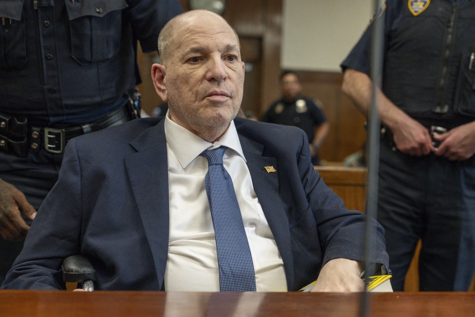 NEW YORK, NEW YORK - MAY 29: Harvey Weinstein appears in Manhattan Criminal Court for a hearing on May 29, 2024 in New York City. The fallen movie mogul is awaiting a retrial on rape charges after his 2020 conviction was tossed out. The court hearing addressed various legal issues related to the upcoming trial, tentatively scheduled for after Labor Day.   Steven Hirsch-Pool,Image: 877441548, License: Rights-managed, Restrictions: , Model Release: no, Credit line: POOL / Getty images / Profimedia