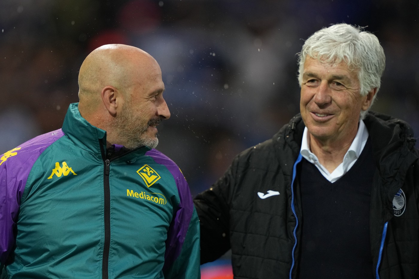 Fiorentina's Vincenzo Italiano and Atalanta’s Gianpiero Gasperini    during the Serie A soccer match between Atalanta  and Fiorentina  at the Gewiss Stadium  , north Italy - Sunday 02 June , 2024. Sport - Soccer .,Image: 878343697, License: Rights-managed, Restrictions: *** World Rights Except China, France, and Italy *** CHNOUT FRAOUT ITAOUT, Model Release: no, Credit line: LaPresse / ddp USA / Profimedia