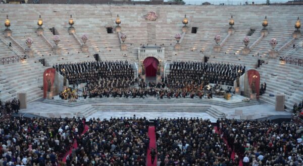 June 7, 2024, Verona, Italy: Un momento della serata per celebrare la grande opera italiana, patrimonio mondale dell'umanitĂ , all'Arena di Verona, 07 giugno 2024.  NPK   ANSA / Ufficio stampa Fondazione Arena di Verona   .///.A handout picture, provided by Arena di Verona Foundation Press Office, shows a moment of the event to celebrate the great Italian opera, World Heritage of humanity, at the Arena of Verona, Italy, 07 June 2024.   NPK  ANSA / Arena di Verona Foundation Press Office handout,Image: 879773392, License: Rights-managed, Restrictions: * Italy Rights Out *, ***
HANDOUT image or SOCIAL MEDIA IMAGE or FILMSTILL for EDITORIAL USE ONLY! * Please note: Fees charged by Profimedia are for the Profimedia's services only, and do not, nor are they intended to, convey to the user any ownership of Copyright or License in the material. Profimedia does not claim any ownership including but not limited to Copyright or License in the attached material. By publishing this material you (the user) expressly agree to indemnify and to hold Profimedia and its directors, shareholders and employees harmless from any loss, claims, damages, demands, expenses (including legal fees), or any causes of action or allegation against Profimedia arising out of or connected in any way with publication of the material. Profimedia does not claim any copyright or license in the attached materials. Any downloading fees charged by Profimedia are for Profimedia's services only. * Handling Fee Only 
***, Model Release: no, Credit line: Arena Di Verona Foundation Press / Zuma Press / Profimedia