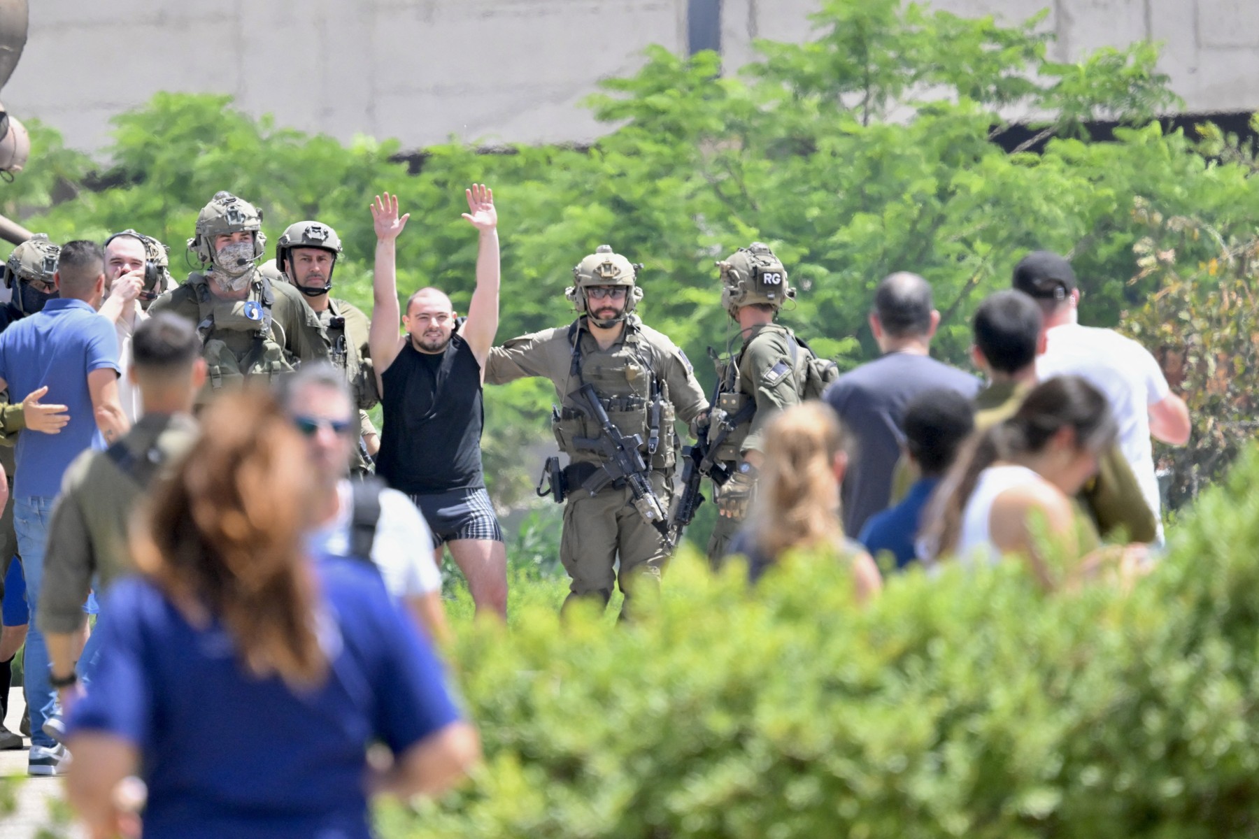 TEL AVIV, ISRAEL - JUNE 8: 21-year-old Almog Meir, one of the four Israeli hostages that are retrieved after a military operation in the area departs from a military vehicle to be taken to the Sheba Medical Center in Tel Aviv, Israel on June 8, 2024. It also said the hostages were found in two separate areas of the camp, noting that they were in good health. Mostafa Alkharouf / Anadolu/ABACAPRESS.COM,Image: 879926158, License: Rights-managed, Restrictions: , Model Release: no, Credit line: AA/ABACA / Abaca Press / Profimedia