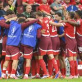COLOGNE, GERMANY - JUNE 15: Switzerland squad celebrates Michel Aebischer of Switzerland not showed for his goal during the UEFA EURO, EM, Europameisterschaft,Fussball 2024 group stage match between Hungary and Switzerland at Cologne Stadium on June 15, 2024 in Cologne, Germany. Cologne Cologne Stadium North Rhine-Westphalia Germany *** COLOGNE, GERMANY JUNE 15 Switzerland squad celebrates Michel Aebischer of Switzerland not shown for his goal during the UEFA EURO 2024 group stage match between Hungary and Switzerland at Cologne Stadium on June 15, 2024 in Cologne, Germany Cologne Cologne Stadium North Rhine Westphalia Germany Copyright: xJustPictures.ch/ManuelxWinterbergerx jp-en-EuSpIm-MWI_7761,Image: 881862343, License: Rights-managed, Restrictions: Credit images as 