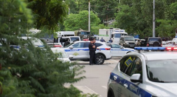 RUSSIA, ROSTOV-ON-DON - JUNE 16, 2024: Police vehicles block off a street outside detention centre No 1. According to the Rostov-on-Don Region branch of the Russian Federal Penitentiary Service, two employees of Rostov-on-Don's detention centre No 1 have been takes hostages by inmates. The chief of the local branch of the Russian Federal Penitentiary Service has arrived at the site, along with prosecutor's office and law enforcement officials, hostage negotiations are underway. Erik Romanenko/TASS,Image: 882029048, License: Rights-managed, Restrictions: , Model Release: no, Credit line: Erik Romanenko / TASS / Profimedia