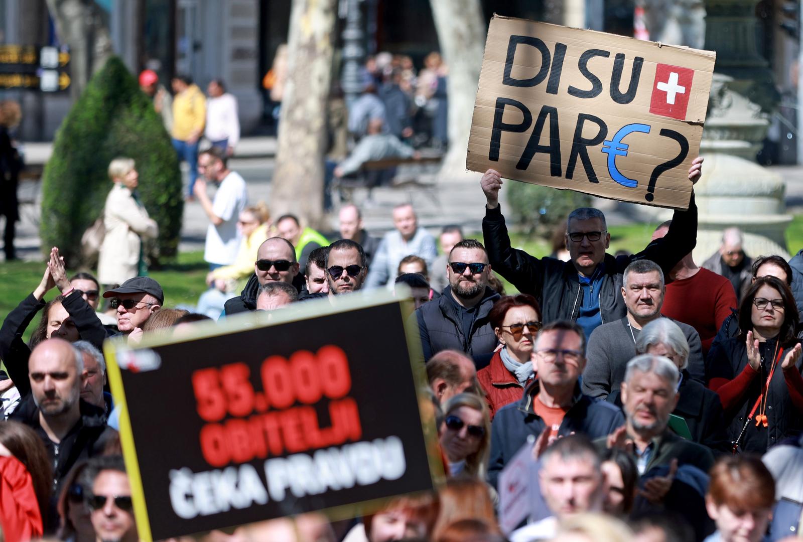 01.04.2023., Zagreb - U parku Zrinjevac organiziran prosvjed Udruge franak pod nazivom "Vrijeme je!" Photo: Sanjin Strukic/PIXSELL