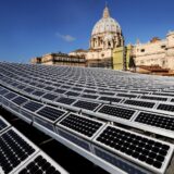 Vatican goes green with solar panel roof. The 2,400 panels on the 5,000 square metre roof of the Paul VI auditorium, near St Peter's Basilica, where popes hold general audiences, convert sunlight into 300 megawatts of electricity a year. 
Vatican, 2008.,Image: 585991769, License: Rights-managed, Restrictions: , Model Release: no, Credit line: Eric Vandeville / akg-images / Profimedia