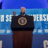 epa11404704 U.S. President Joe Biden delivers remarks at Everytown for Gun Safety Action Fund's annual 'Gun Sense University' conference in Washington, DC, USA, 11 June 2024.  EPA/KEN CEDENO / POOL