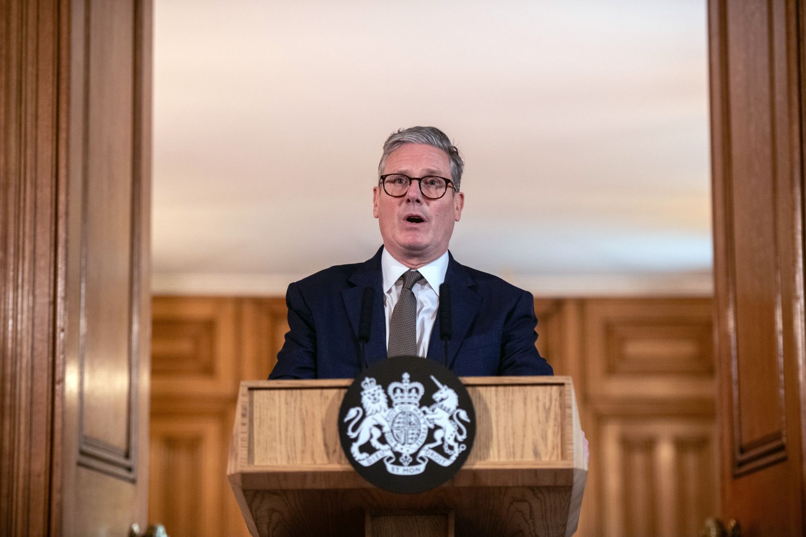 epa11462186 Britain's Prime Minister Keir Starmer speaks during a news conference following his first cabinet meeting, at Downing Street in London, Britain, 06 July 2024. A former Bank of England economist, the first Black Briton to attend Harvard Law School and an ex-union worker are among those given top jobs in Britain's first Labour government in 14 years. Keir Starmer became the country's new prime minister on 05 July, after his party won a landslide victory in the general election.  EPA/CHRIS J. RATCLIFFE / POOL