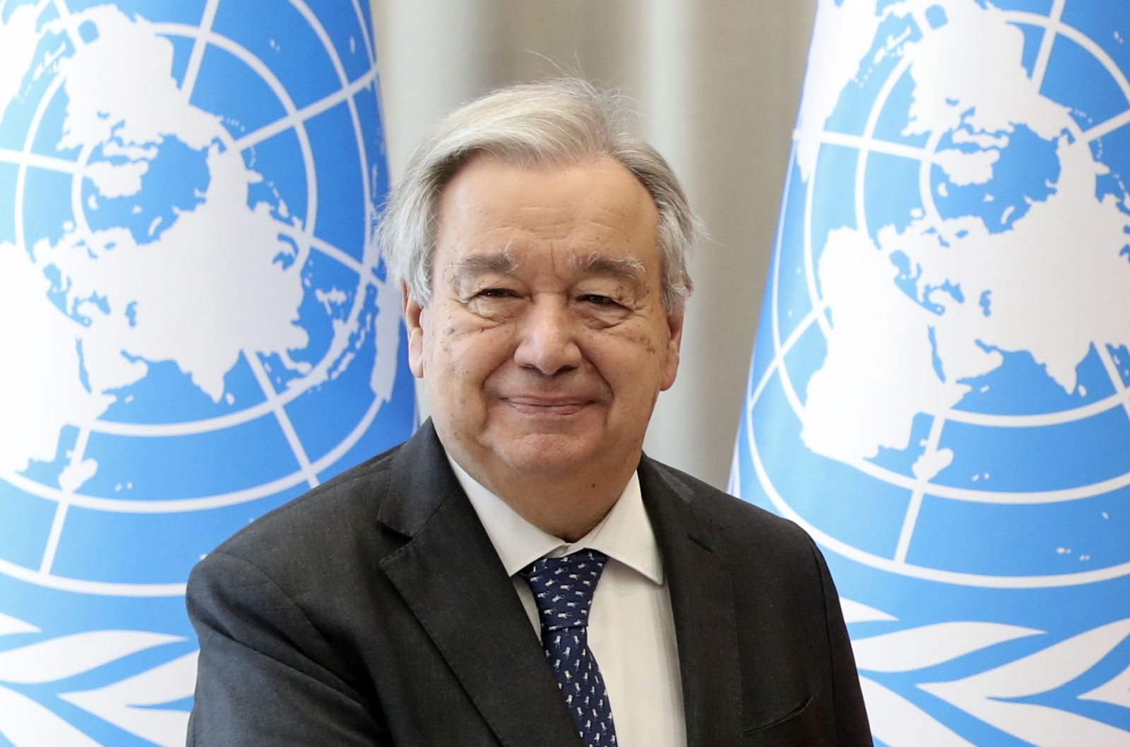 epa11451699 United Nations Secretary-General Antonio Guterres (L) shakes hands with Kyrgyz President Sadyr Japarov (R) during their meeting in Bishkek, Kyrgyzstan, 02 July 2024. The UN Secretary General is on an official visit to Kyrgyzstan.  EPA/IGOR KOVALENKO