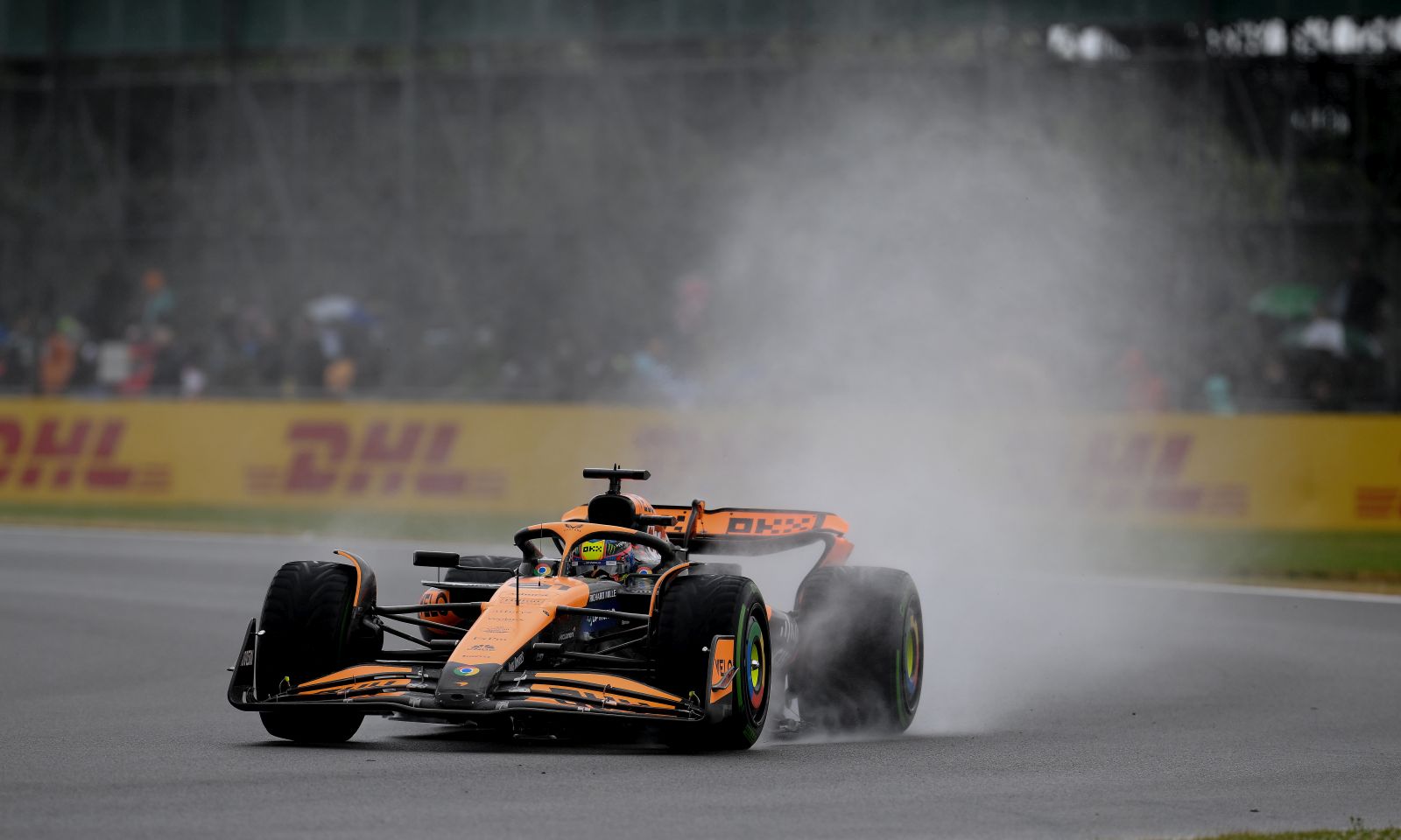 epa11462078 McLaren driver Lando Norris of Britain in action during the third practice session for the Formula One British Grand Prix, in Towcester, Britain, 06 July 2024. The 2024 Formula 1 British Grand Prix is held on the Silverstone Circuit racetrack on 07 July.  EPA/PETER POWELL .