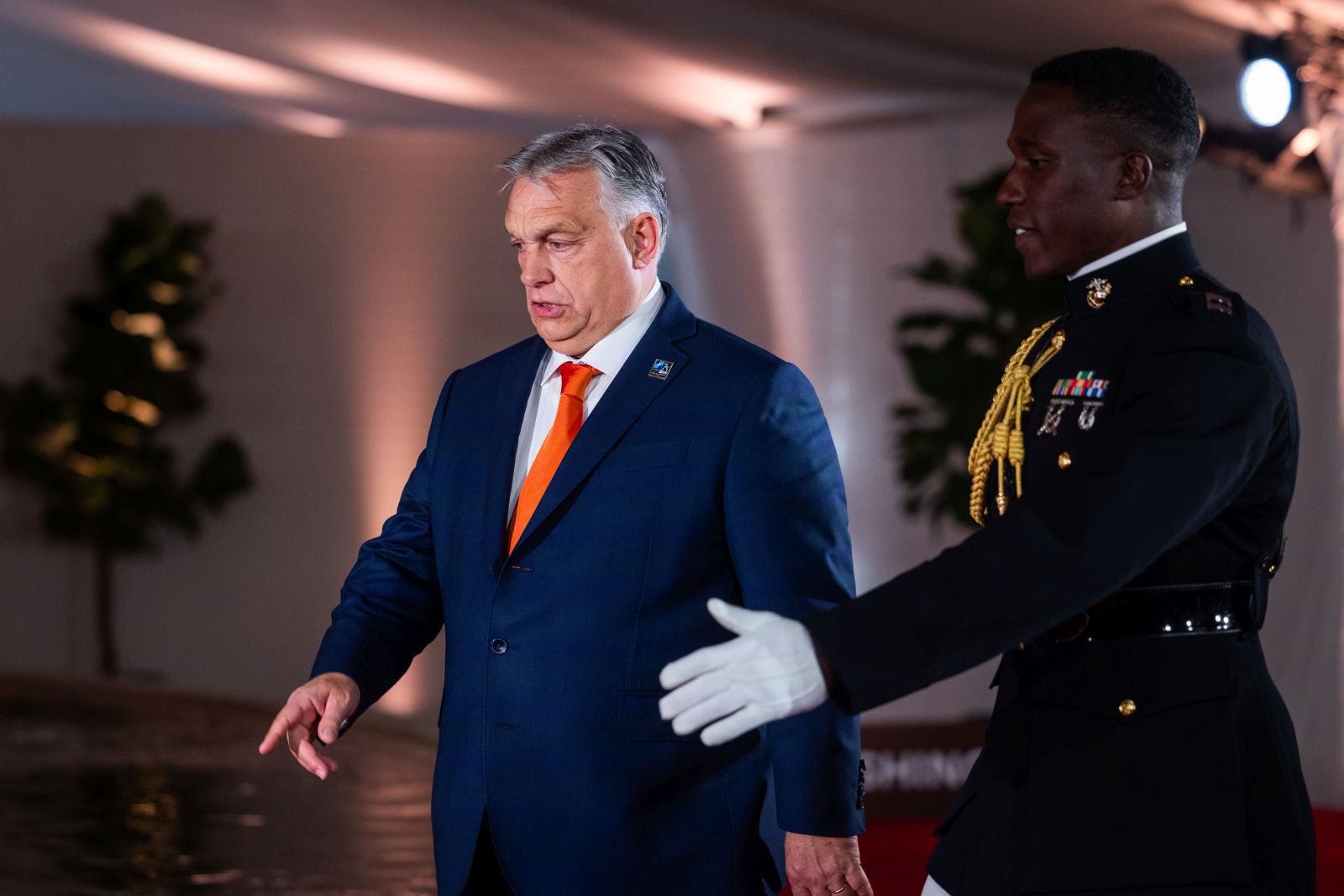 epa11469292 Prime Minister of Hungary Viktor Orban arrives for an event celebrating the 75th anniversary of the North Atlantic Treaty Organization (NATO) at the Andrew Mellon Auditorium in Washington, DC, USA, 09 July 2024. The 75th anniversary event kicked off NATOs three-day 2024 summit in downtown DC.  EPA/JIM LO SCALZO