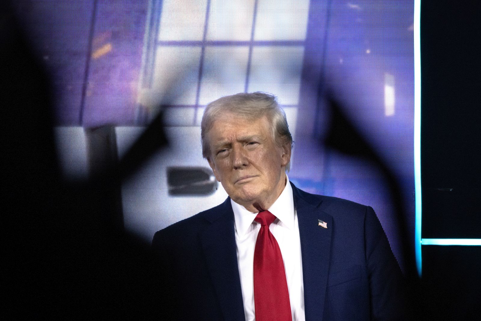 epa11498332 Former US President Donald Trump delivers remarks during Turning Point Action's 'Believers Summit' in West Palm Beach, Florida, USA, 26 July 2024. Turning Point Action is a conservative organization founded in 2019. Its mission is to embolden the conservative base through grassroots activism and provide voters with resources to elect conservative leaders.  EPA/CRISTOBAL HERRERA-ULASHKEVICH