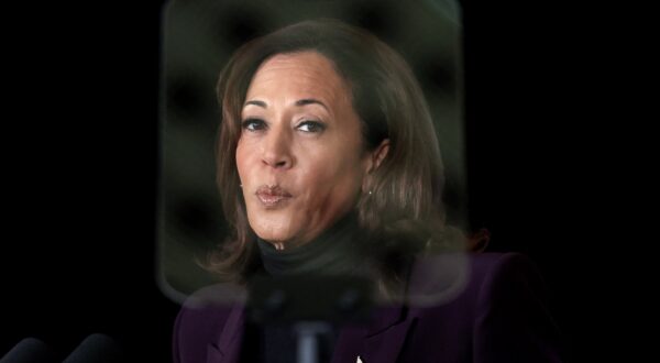 epa11490725 (FILE) - US Vice President Kamala Harris uses a teleprompter as she delivers a speech on artificial intelligence (AI) at the US Embassy in London, Britain, 01 November 2023 (reissued 21 July 2024). Joe Biden on 21 July announced on his X (formerly Twitter) account that he would not seek re-election in November 2024, and endorsed Harris to be the Democrats’ new nominee.  EPA/NEIL HALL