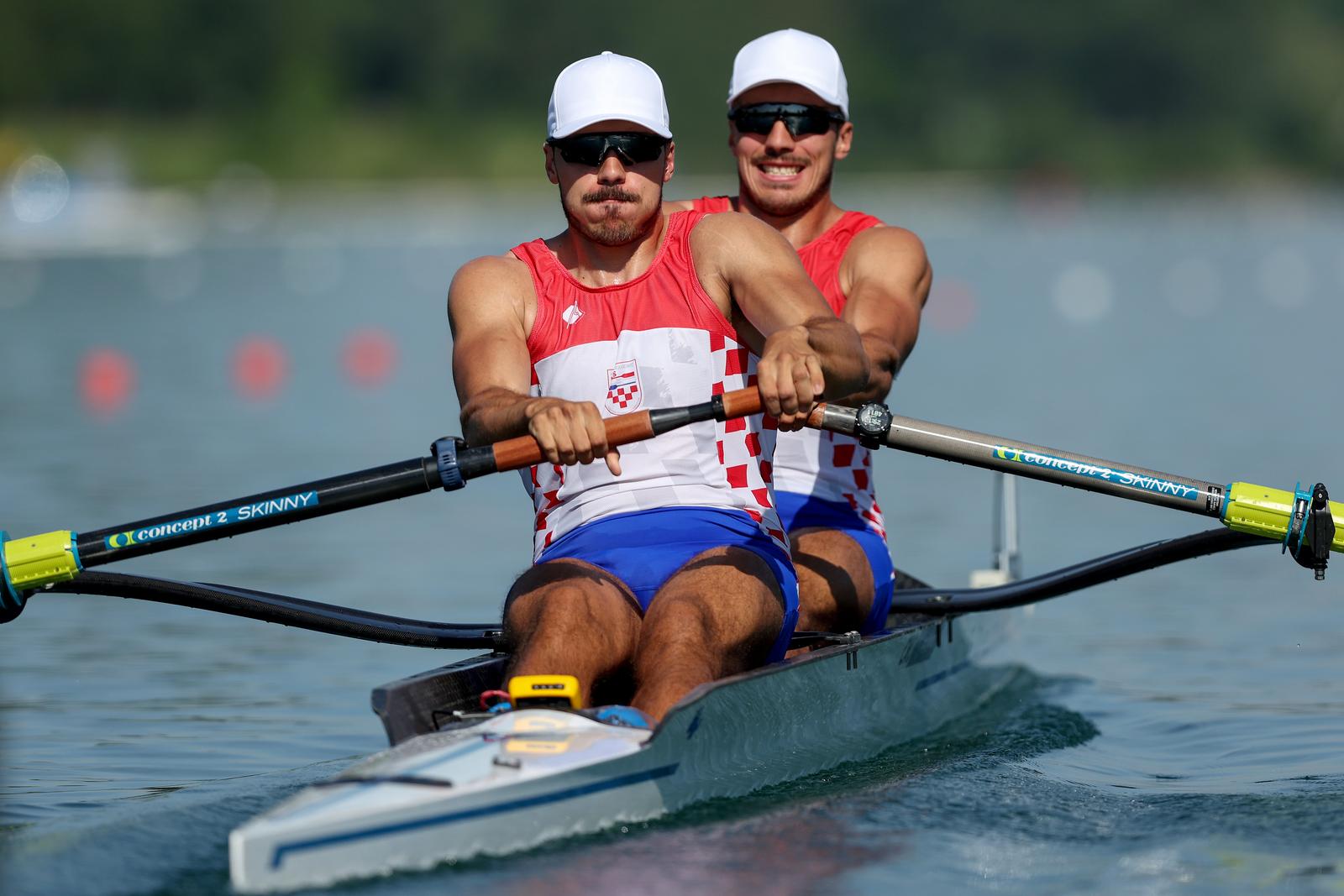 05.05.2023., Zagreb, SRC Jarun - Svjetski veslački kup 2023. Patrik Loncaric, Anton Loncaric, dvojac bez kormilara, Hrvatska. Photo: Igor Kralj/PIXSELL