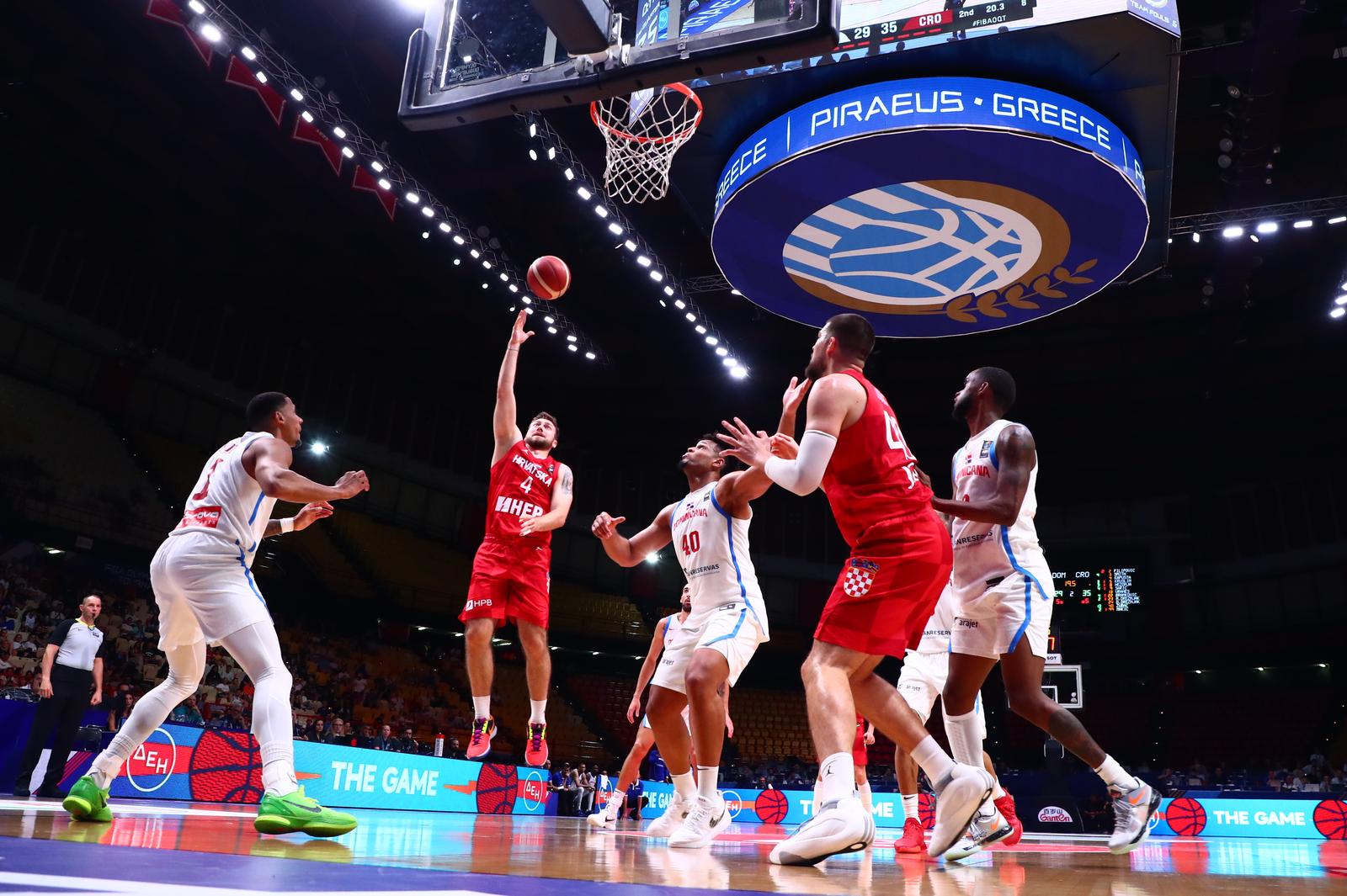 06.07.2024., Grcka,Pirej - Kvalifikacijski kosarkaski turnir za Olimpijske igre u Parizu, polufinale, Dominikanska Republika  - Hrvatska.  Photo: Klodian Lato/EUROKINISSI/PIXSELL