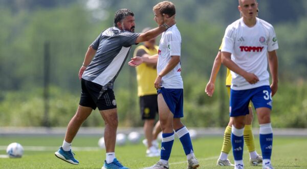 09.07.2024., Radomlje, Slovenija - Pripremna nogometna utakmica, Rukh Lavov - HNK Hajduk. Simun Hrgovic i Gennaro Gattuso. Photo: Igor Kralj/PIXSELL