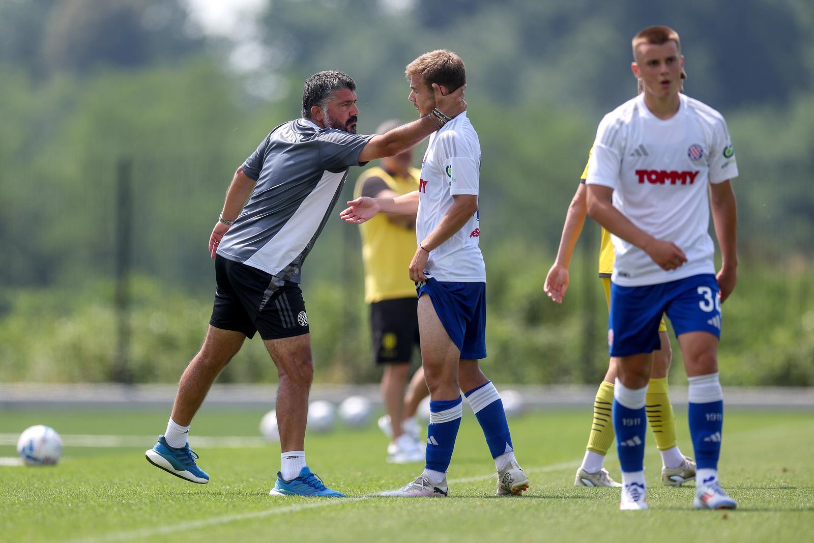 09.07.2024., Radomlje, Slovenija - Pripremna nogometna utakmica, Rukh Lavov - HNK Hajduk. Simun Hrgovic i Gennaro Gattuso. Photo: Igor Kralj/PIXSELL