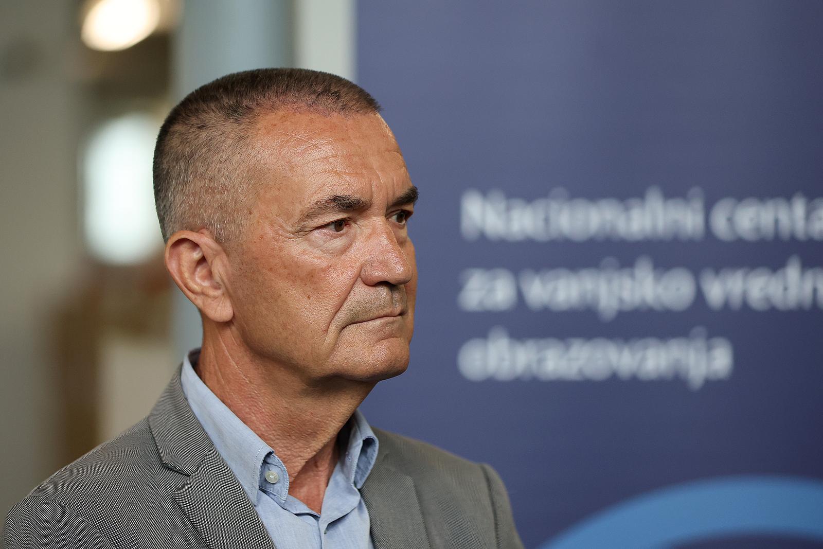 10.06.2024., Zagreb - Nacionalni centar za vanjsko vrednovanje obrazovanja (NCVVO) odrzao je konferenciju za novinare u povodu pocetka pisanja ispita drzavne mature iz engleskog jezika, prvog obveznog ispita s velikim brojem pristupnika. Vinko Filipovic, ravnatelj Nacionalnog centra za vanjsko vrednovanje obrazovanja (NCVVO). Photo: Goran Stanzl/PIXSELL