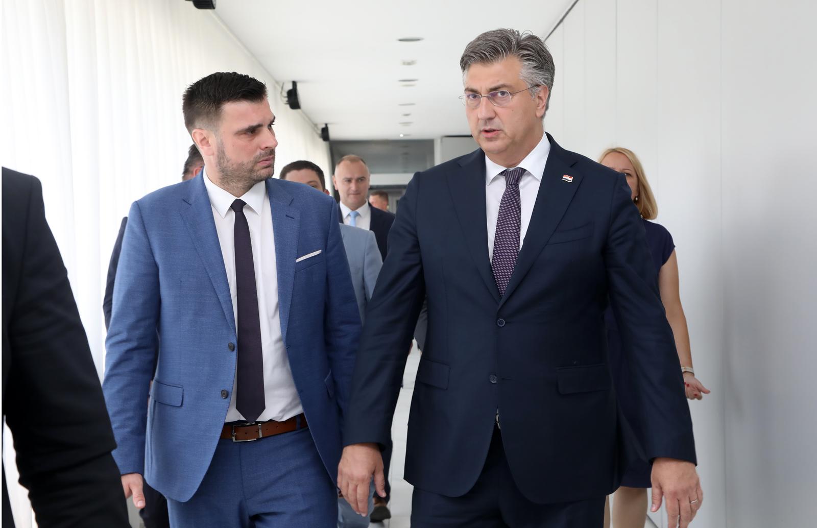 10.07.2024., Sisak - Predsjednik Vlade Andrej Plenkovic predsjedao je sastankom Vlade sa zupanima, predstavnicima Udruge gradova i Hrvatske zajednice opcina.  Photo: Edina Zuko/PIXSELL