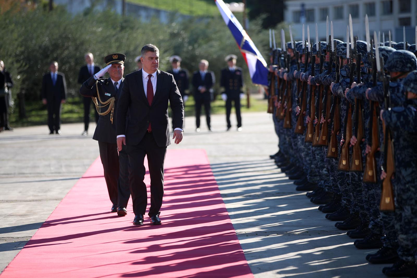 12.01.2024., Split - U Domu Hrvatske vojske "General-bojnik Ivo Jelic" odrzana je svecanost primopredaje duznosti zapovjednika Hrvatske ratne mornarice. predsjednik RH Zoran Milanovic Photo: Zvonimir Barisin/PIXSELL