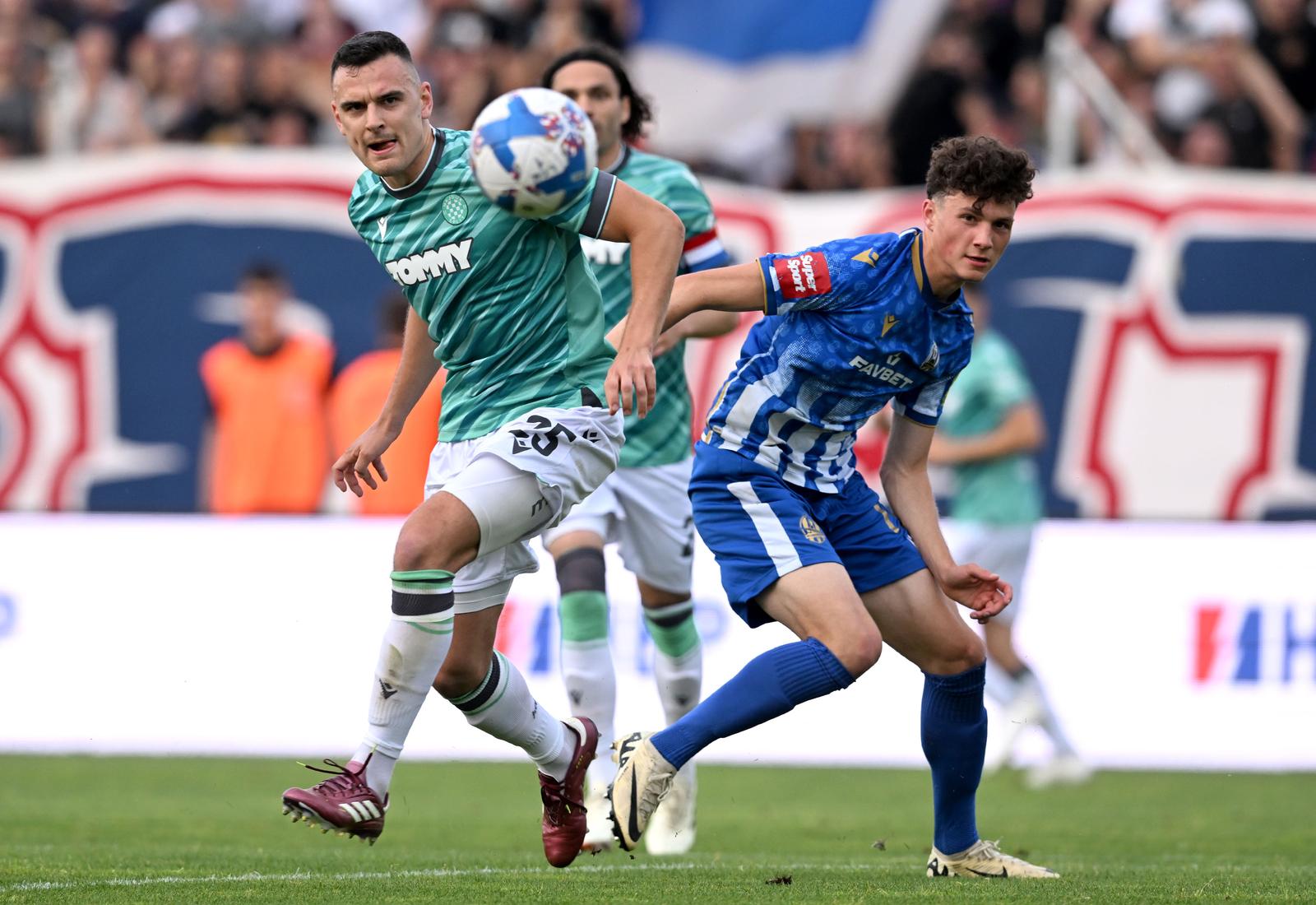 25.05.2024., stadion u Kranjcevicevoj ulici, Zagreb - SuperSport HNL, 36. kolo, NK Lokomotiva - HNK Hajduk. Marin Soticek, Filip Uremovic

 Photo: Marko Lukunic/PIXSELL