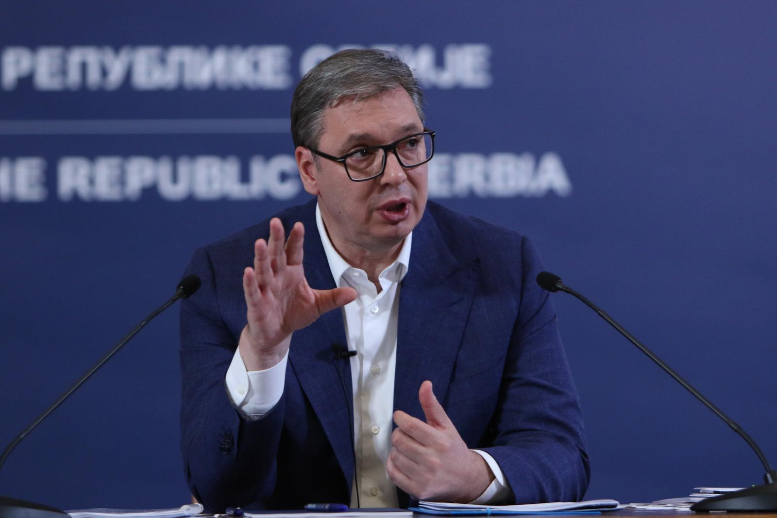 24, June, 2024, Belgrade -Public address of the President of the Republic of Serbia, Aleksandar Vucic, regarding the plans for EXPO 2027, the national stadium and other economic and social topics. Aleksandar Vucic. Photo: M.K./ATAImages

24, jun, 2024, Beograd - Obracanje javnosti predsednika Republike Srbije Aleksandra Vucica povodom planova za EXPO 2027, nacionalnom stadionu i drugim ekonomskim i socijalnim temama. Photo: M.K./ATAImages Photo: F.S./ATAImages/PIXSELL