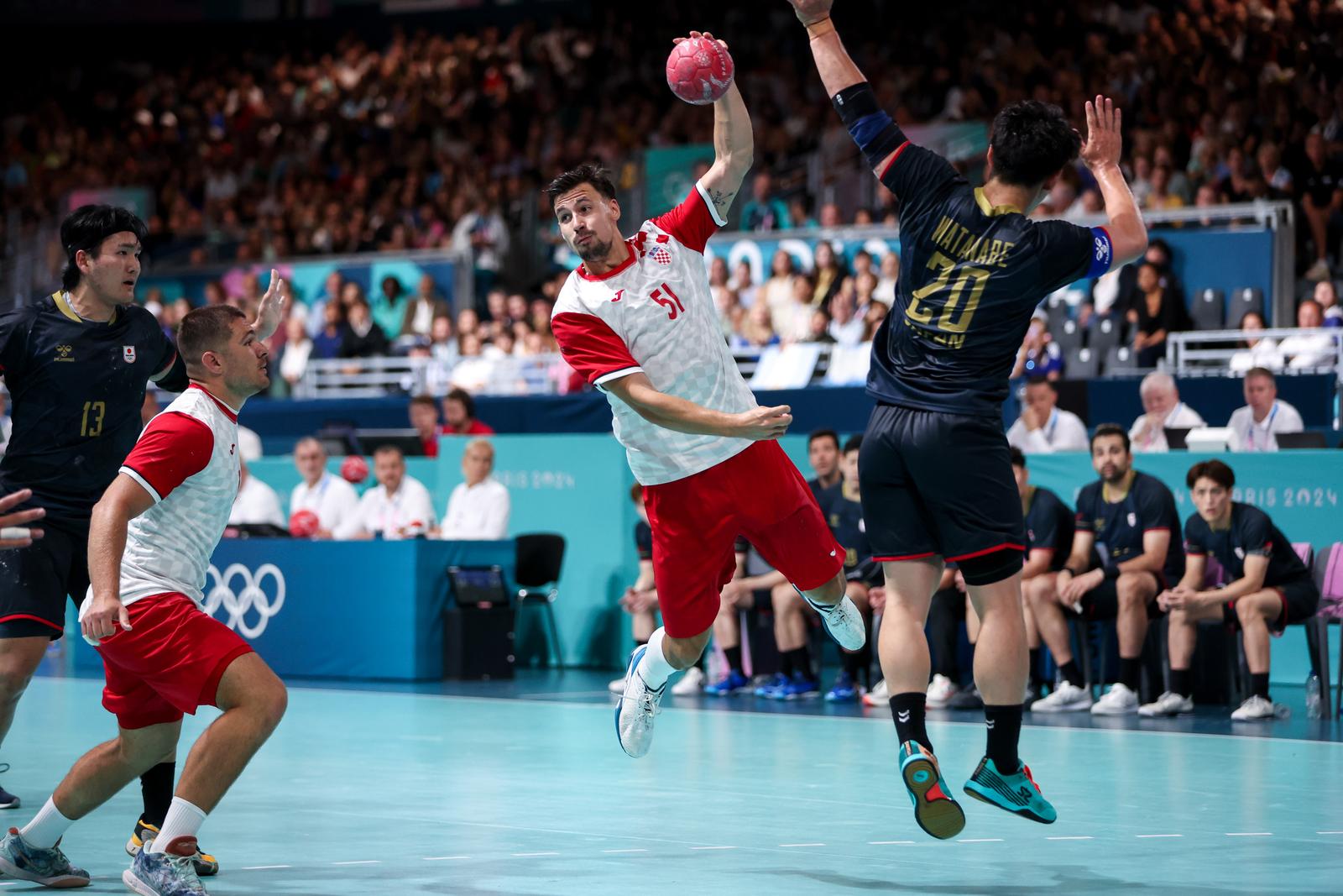 27.07.2024., Pariz, Francuska - XXXIII. Olimpijske igre Pariz 2024. Rukomet, Grupna faza natjecanje, grupa A, Hrvatska - Japan. Photo: Igor Kralj/PIXSELL