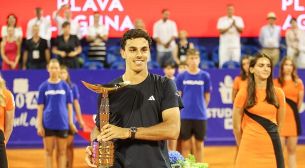 27.07.2024., Umag - 
Veliko finale Plava Laguna Croația Open. Na stadionu “ Goran Ivanisevic” Mec su odigrali talijanski tenisac Lorenzo Musetti i Argentinac Francisco Cerundolo. Pobjednik je Argentinac Francisco Cerundolo Photo: Srecko Niketic/PIXSELL