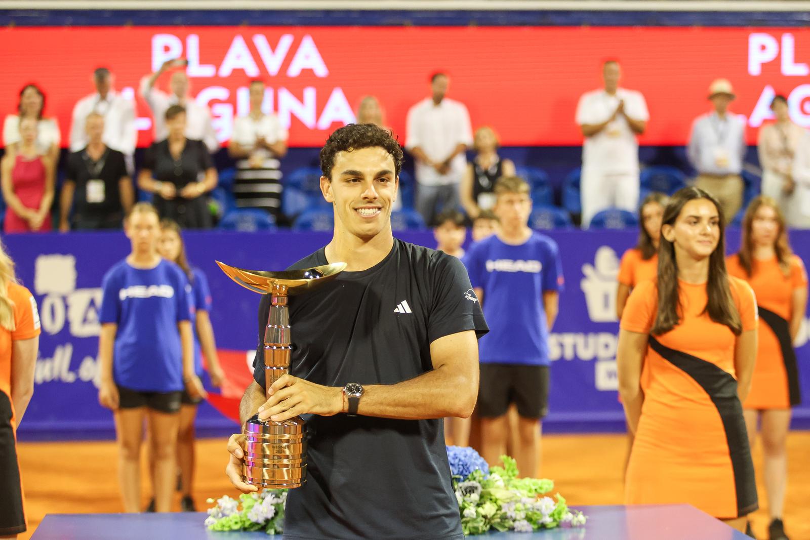 27.07.2024., Umag - 
Veliko finale Plava Laguna Croația Open. Na stadionu “ Goran Ivanisevic” Mec su odigrali talijanski tenisac Lorenzo Musetti i Argentinac Francisco Cerundolo. Pobjednik je Argentinac Francisco Cerundolo Photo: Srecko Niketic/PIXSELL