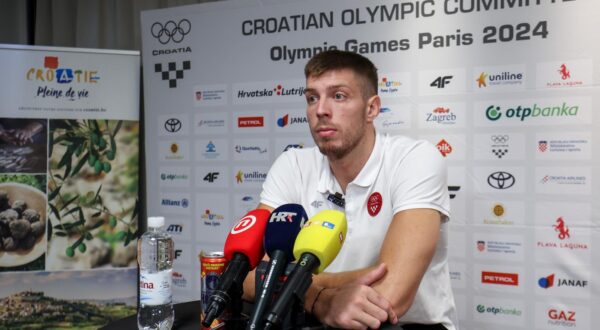 28.07.2024., Pariz, Francuska - XXXIII. Izjave za medije vaterpolista Marka Zuvele i veslaca Damira Martina u Hrvatskoj kuci u Parizu za vrijeme Olimpijskih igra. Photo: Igor Kralj/PIXSELL