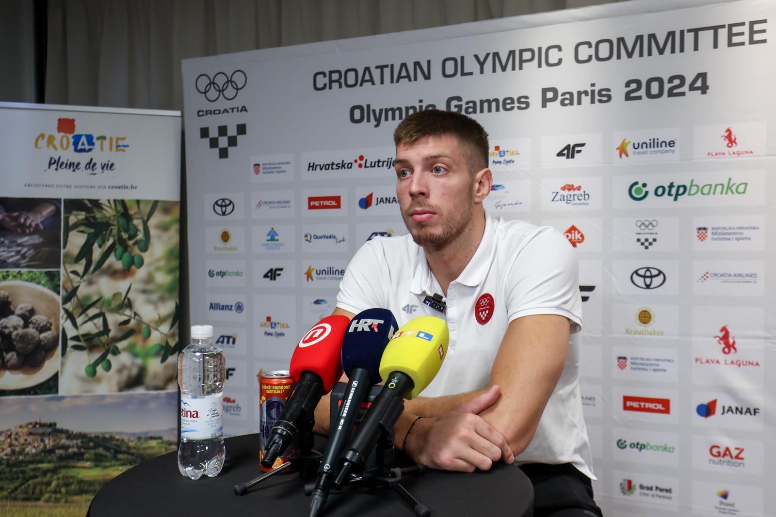 28.07.2024., Pariz, Francuska - XXXIII. Izjave za medije vaterpolista Marka Zuvele i veslaca Damira Martina u Hrvatskoj kuci u Parizu za vrijeme Olimpijskih igra. Photo: Igor Kralj/PIXSELL