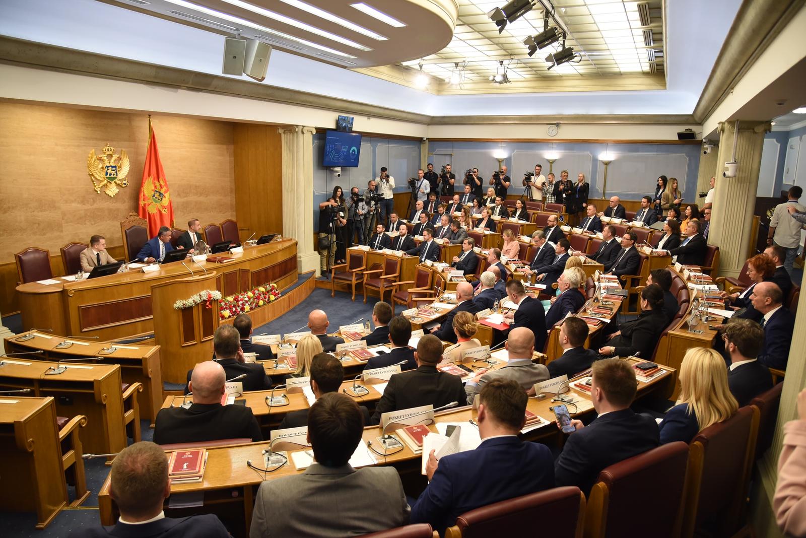 30, October, 2023, Podgorica - The session of the Parliament of Montenegro is underway in Podgorica, where the leadership of the Parliament and the new government headed by Milojko Spajic will be elected. Milan Knezevic, Andrija Mandic. Photo: R.R./ATAImages  30, oktobar, 2023, Podgorica - U Podgorici je u toku sednica parlamenta Crne Gore na kojoj ce biti izabrano rukovodstvo parlamenta i nova vlada na celu sa Milojkom Spajicem.   Photo: R.R./ATAImages/PIXSELL