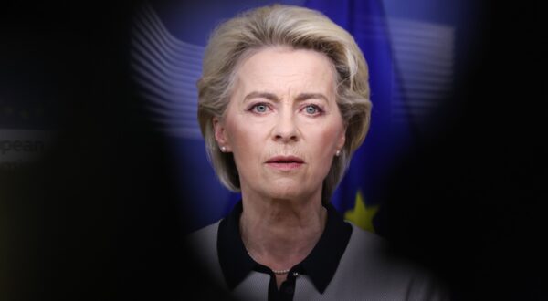 European Commission President Ursula von der Leyen speaks duuring a press statement on Russia's attack on Ukraine, in Brussels on February 24, 2022, ahead of a EU special summit called today to "discuss the crisis and further restrictive measures" that "will impose massive and severe consequences on Russia for its actions". European Commission will outline to leaders the new sanctions, which will add to an initial round of sanctions imposed on Wednesday after President Vladimir Putin recognised rebel-held parts of Ukraine as independent.,Image: 664582651, License: Rights-managed, Restrictions: , Model Release: no, Credit line: Kenzo TRIBOUILLARD / AFP / Profimedia