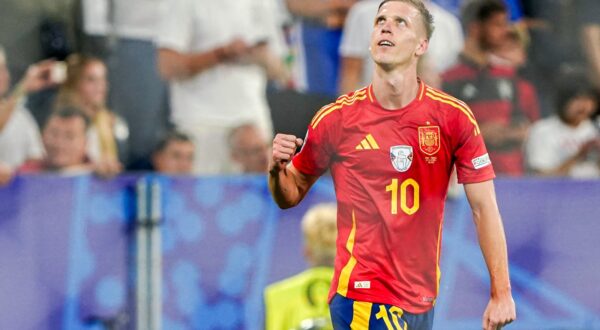 Dani Olmo of Spain celebrates his goal 2-1 during the UEFA Euro 2024, Semi-finals football match between Spain and France on 9 July 2024 at Allianz Arena in Munich, Germany - Photo Andre Weening / Orange Pictures / DPPI,Image: 888710264, License: Rights-managed, Restrictions: Hungary Out Netherlands and Belgium Out, Model Release: no, Credit line: Andre Weening / AFP / Profimedia