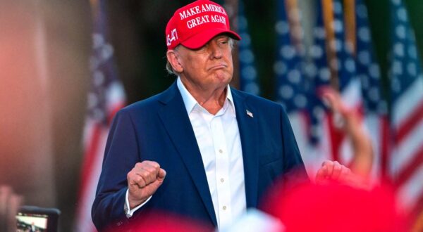 Former US President and Republican presidential candidate Donald Trump gestures during a rally in Doral, Florida, on July 9, 2024.,Image: 888663665, License: Rights-managed, Restrictions: , Model Release: no, Credit line: Giorgio Viera / AFP / Profimedia