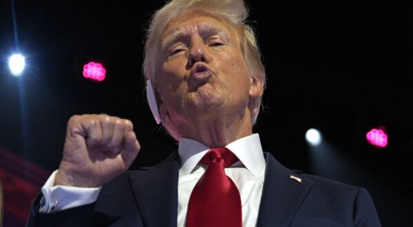 Former US President and 2024 Republican presidential candidate Donald Trump gestures after accepting his party's nomination at the end of the last day of the 2024 Republican National Convention at the Fiserv Forum in Milwaukee, Wisconsin, on July 18, 2024. Days after he survived an assassination attempt Trump won formal nomination as the Republican presidential candidate and picked Ohio US Senator J.D. Vance for running mate.,Image: 890750804, License: Rights-managed, Restrictions: , Model Release: no, Credit line: Nick Oxford / AFP / Profimedia