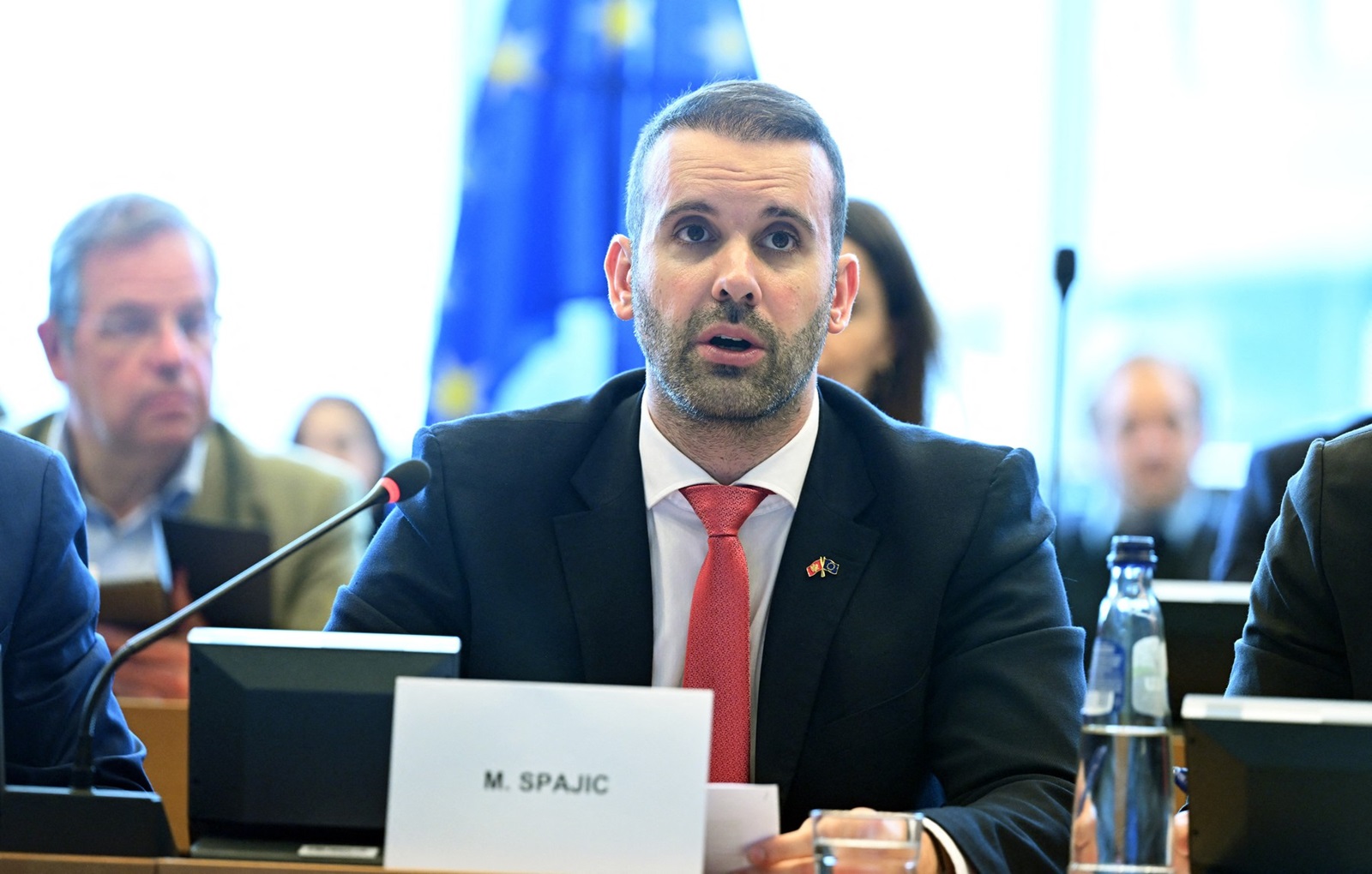 BRUSSELS, BELGIUM - APRIL 16: Prime Minister of Montenegro Milojko Spajic addresses members of the European Parliament's Committee on Foreign Affairs (AFET) in Brussels, Belgium on April 16, 2024. Dursun Aydemir / Anadolu/ABACAPRESS.COM,Image: 865335861, License: Rights-managed, Restrictions: , Model Release: no, Credit line: AA/ABACA / Abaca Press / Profimedia