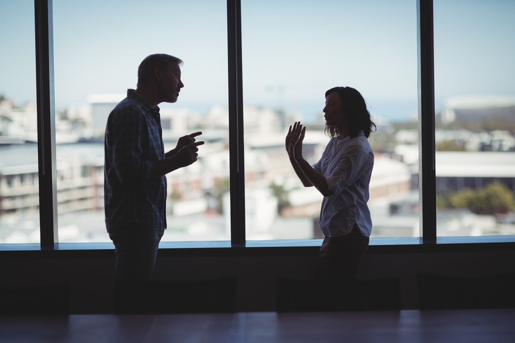 Business couple arguing near the window in office,Image: 326843456, License: Rights-managed, Restrictions: , Model Release: yes, Credit line: - / Wavebreak / Profimedia