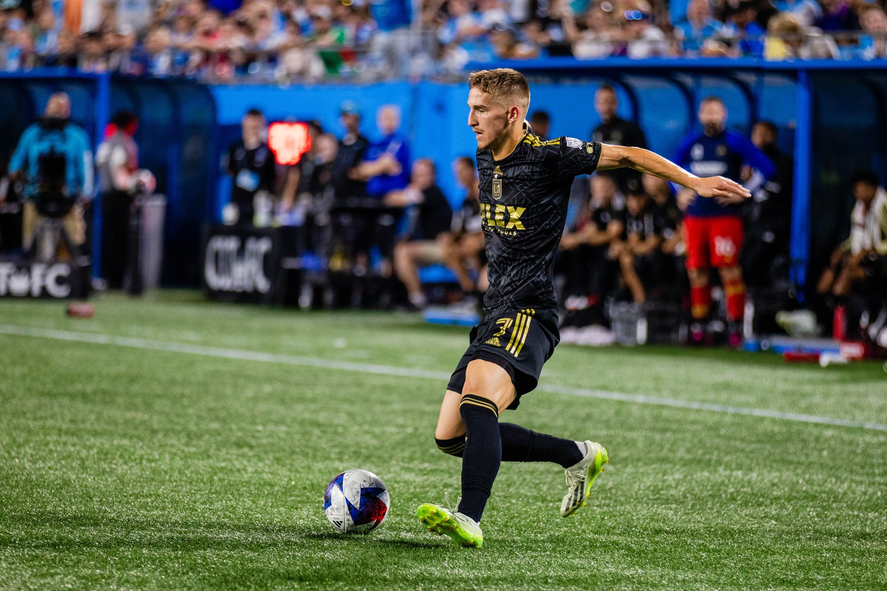 August 26, 2023: Los Angeles FC forward Stipe Biuk (7) drives on Charlotte FC during the second half of the Major League Soccer match up at Bank of America Stadium in Charlotte, NC. (Scott KinserCal Sport Media),Image: 800392300, License: Rights-managed, Restrictions: , Model Release: no, Credit line: Scott Kinser / Zuma Press / Profimedia