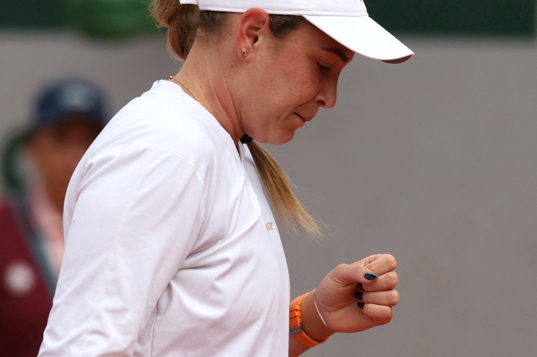 Croatia's Donna Vekic reacts after a point during her women's singles match against Ukraine's Marta Kostyuk on day five of the French Open tennis tournament at the Roland Garros Complex in Paris on May 30, 2024.,Image: 877558124, License: Rights-managed, Restrictions: , Model Release: no, Credit line: ALAIN JOCARD / AFP / Profimedia